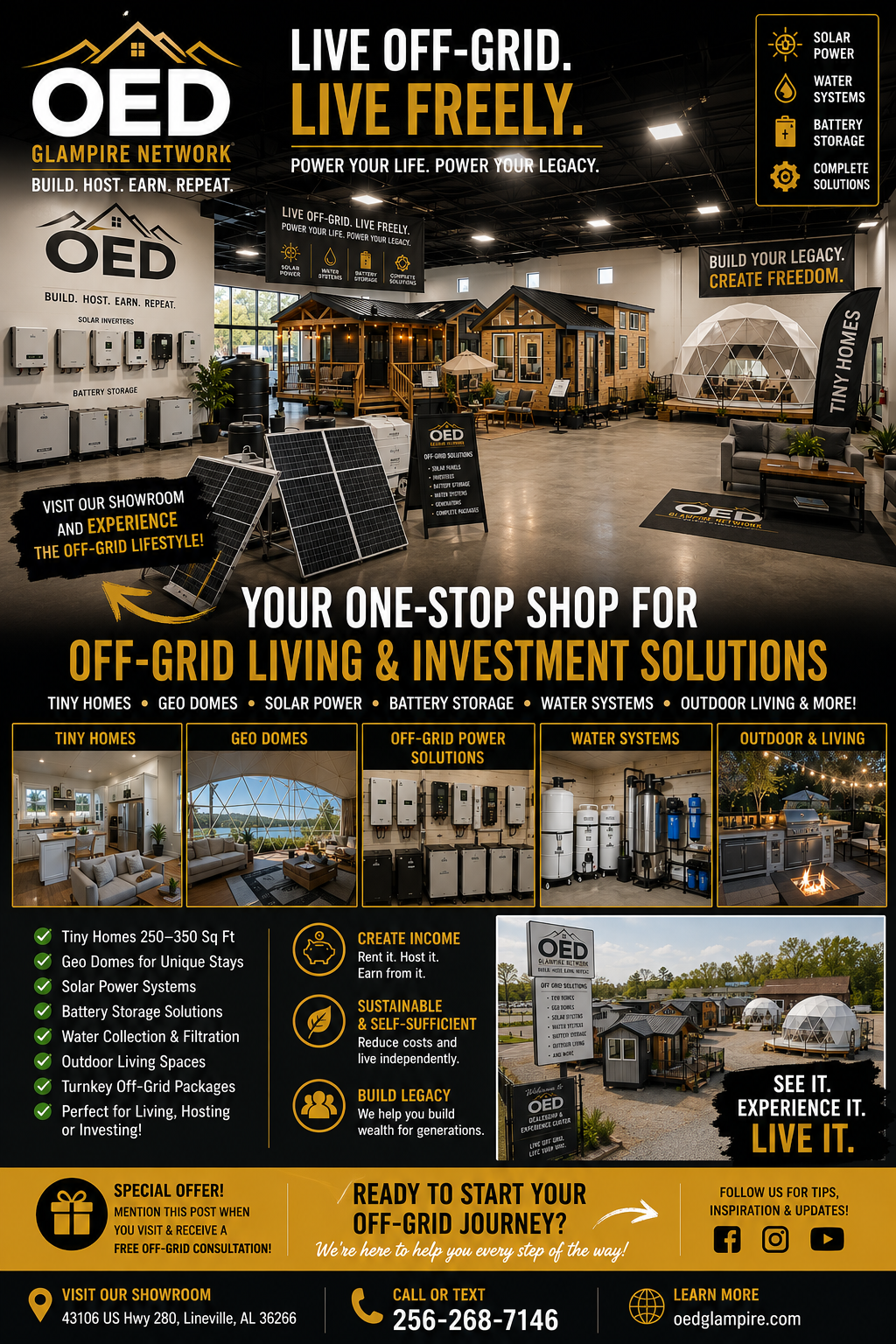 OED Glampire Network — Live Off-Grid, Live Freely. Off-grid living & investment solutions.